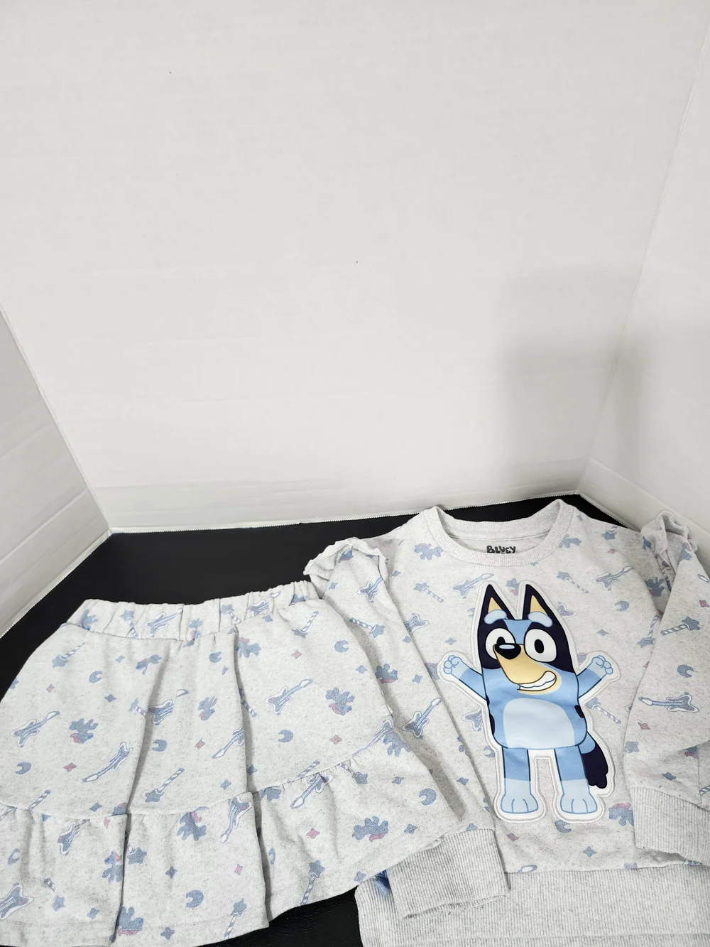 Girls 4T Long Sleeve Crew Neck Matching Skort Bluey Graphic Set Dog Cartoon Play